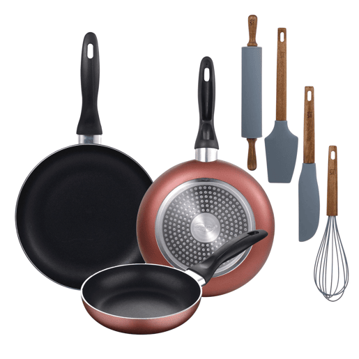 Set de frigideiras San Ignacio com 3 peças + Set de utensílios Set de frigideiras San Ignacio com 3 peças + Set de utensílios