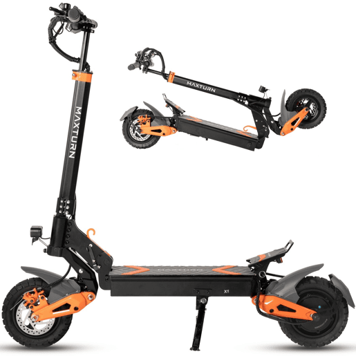 Trotinete Elétrica MAXTURN X1 - 1000W 48V15.6Ah 10'' Pneus Tubeless Scooter Elétrica Estrutura Alumínio - Preto