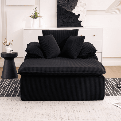 Sofá reclinável 46 cm - design interior, sem estrutura, confortável para leitura, braços largos - Preto