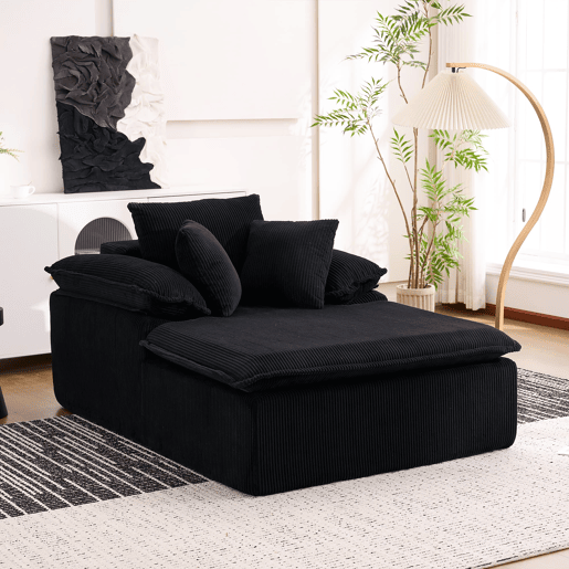 Sofá reclinável 46 cm - design interior, sem estrutura, confortável para leitura, braços largos - Preto