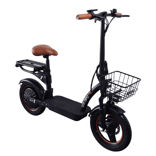 Trotinete Elétrica GELEIPU C14 - 500W 48V17.5Ah 14'' Com Travão De Disco Mecânico E Estrutura De Ferro - Preta