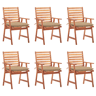 Cadeiras de jantar p jardim - Cadeiras de exterior 6 pcs c almofadões acácia maciça