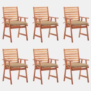 Cadeiras de jantar p jardim - Cadeiras de exterior 6 pcs c almofadões acácia maciça