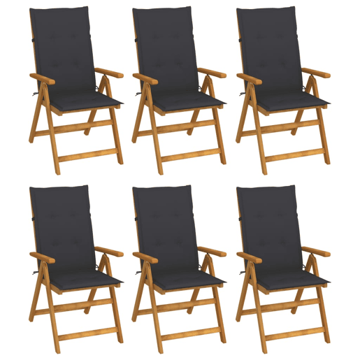Cadeiras de jardim - Cadeiras de exterior dobráveis c almofadões 6 pcs acácia maciça
