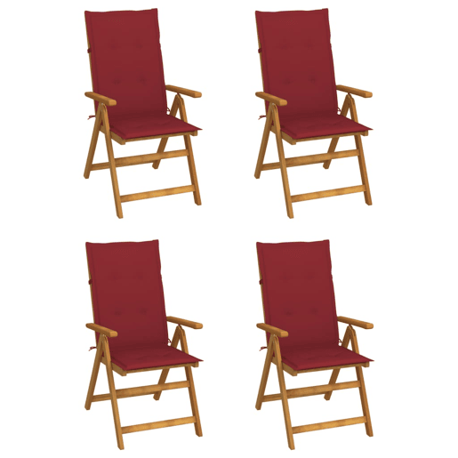 Cadeiras jardim - Cadeiras exterior reclináveis c almofadões 4 pcs acácia maciça