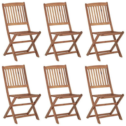 Cadeiras de jardim - Cadeiras de exterior dobráveis c almofadões 6 pcs acácia maciça