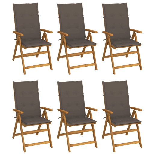 Cadeiras de jardim - Cadeiras de exterior dobráveis c almofadões 6 pcs acácia maciça