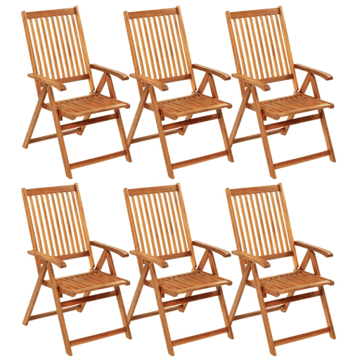 Cadeiras de jardim - Cadeiras de exterior dobráveis c almofadões 6 pcs acácia maciça