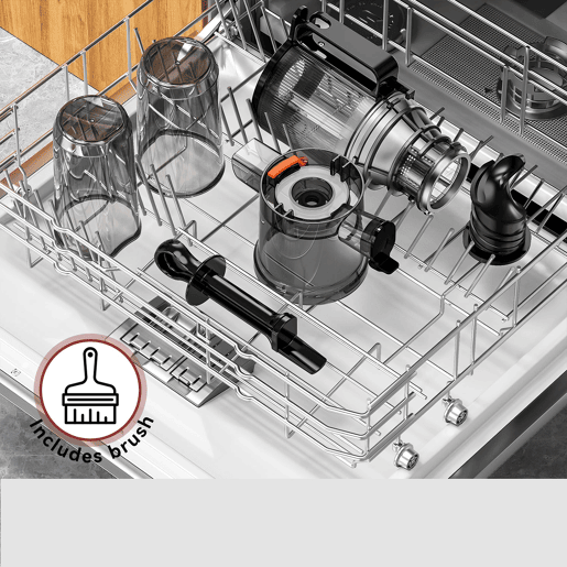 LINKChef SJ-051-EU-BL Espremedor de sumor lento - Certificação CE 200W Potência 1.2L Grande capacidade Duas bandejas alimentação Fácil limpar - Preto