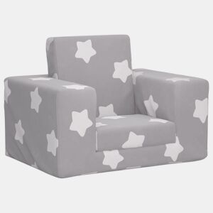 Sofá-cama infantil de c estrelas pelúcia cinzento-claro