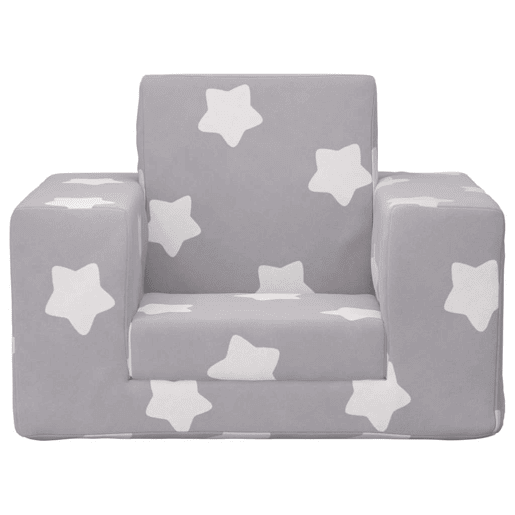 Sofá-cama infantil de c estrelas pelúcia cinzento-claro