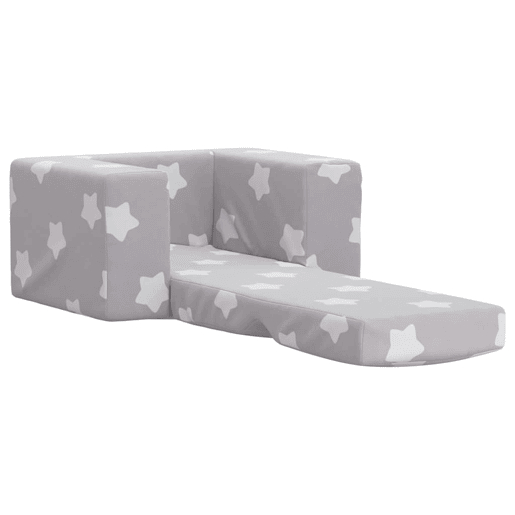 Sofá-cama infantil de c estrelas pelúcia cinzento-claro
