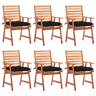 Cadeiras de jantar p jardim - Cadeiras de exterior 6 pcs c almofadões acácia maciça