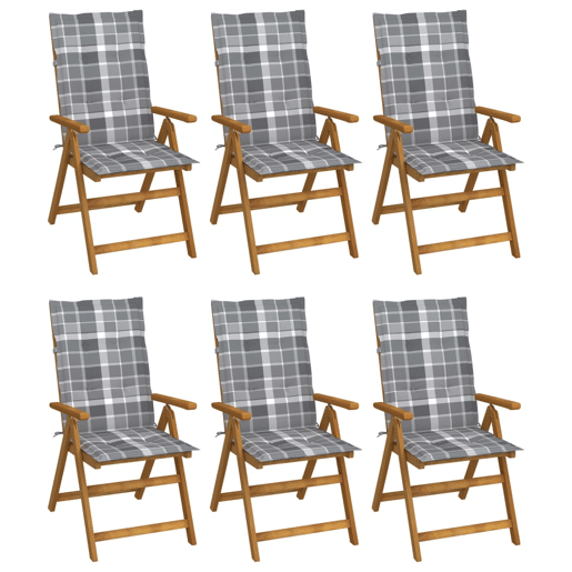 Cadeiras de jardim - Cadeiras de exterior dobráveis c almofadões 6 pcs acácia maciça