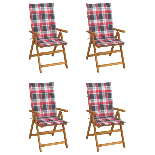 Cadeiras jardim - Cadeiras exterior reclináveis c almofadões 4 pcs acácia maciça