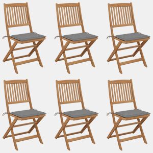 Cadeiras de jardim - Cadeiras de exterior dobráveis c almofadões 6 pcs acácia maciça