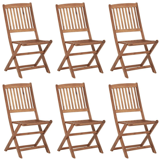 Cadeiras de jardim - Cadeiras de exterior dobráveis c almofadões 6 pcs acácia maciça