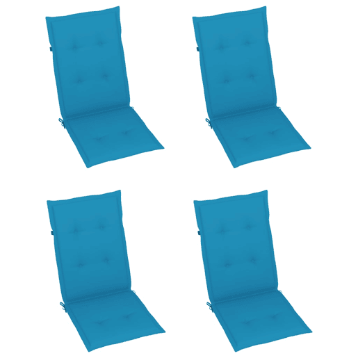 Cadeiras de jardim - Cadeiras de exterior c almofadões azul 4 pcs teca maciça
