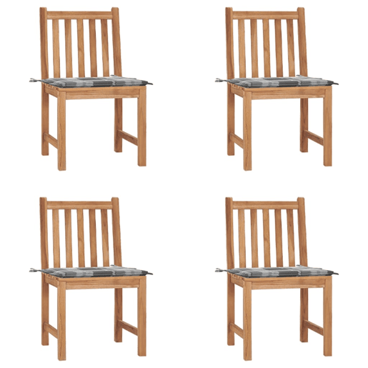 Cadeiras de jardim - Cadeiras de exterior c almofadões 4 pcs madeira de teca maciça