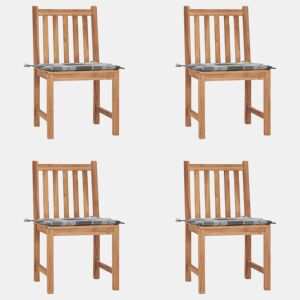 Cadeiras de jardim - Cadeiras de exterior c almofadões 4 pcs madeira de teca maciça