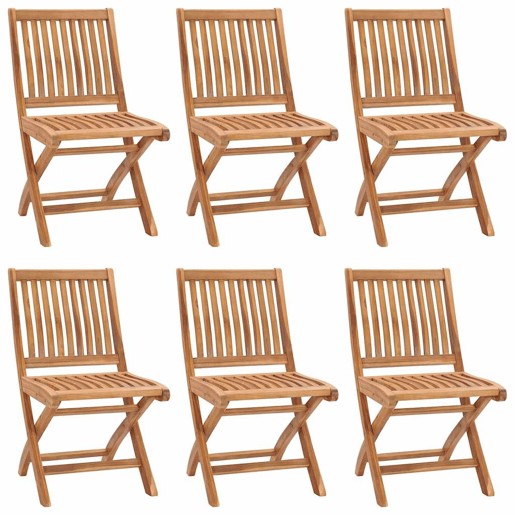 Cadeiras de jardim - Cadeiras de exterior dobráveis c almofadões 6 pcs teca maciça