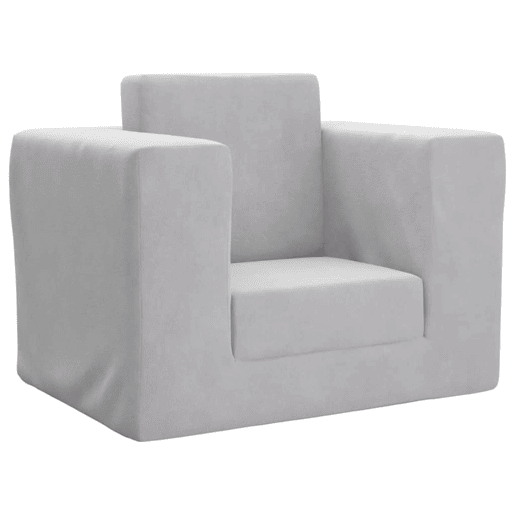 Sofá-cama infantil pelúcia macia cinzento-claro Sofá-cama infantil pelúcia macia cinzento-claro