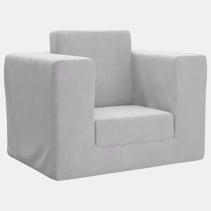 Sofá-cama infantil pelúcia macia cinzento-claro
