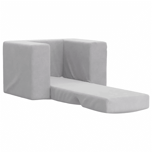 Sofá-cama infantil pelúcia macia cinzento-claro Sofá-cama infantil pelúcia macia cinzento-claro