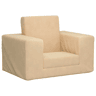 Sofá-cama infantil pelúcia macia cor creme