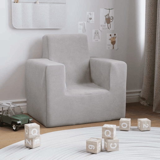 Sofá infantil, Sofá para criança pelúcia macia cinzento-claro