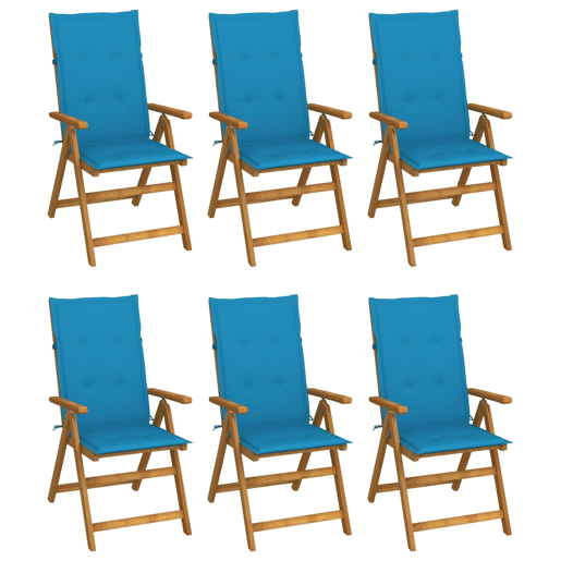 Cadeiras de jardim - Cadeiras de exterior dobráveis c almofadões 6 pcs acácia maciça