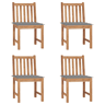 Cadeiras de jardim - Cadeiras de exterior c almofadões 4 pcs madeira de teca maciça