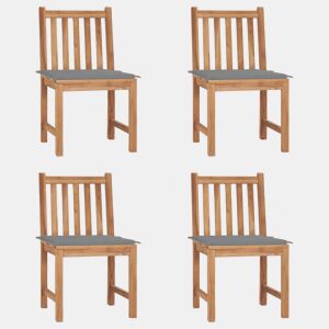 Cadeiras de jardim - Cadeiras de exterior c almofadões 4 pcs madeira de teca maciça