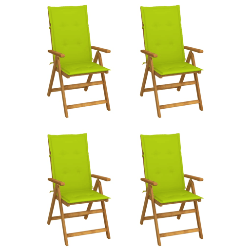 Cadeiras jardim - Cadeiras exterior reclináveis c almofadões 4 pcs acácia maciça