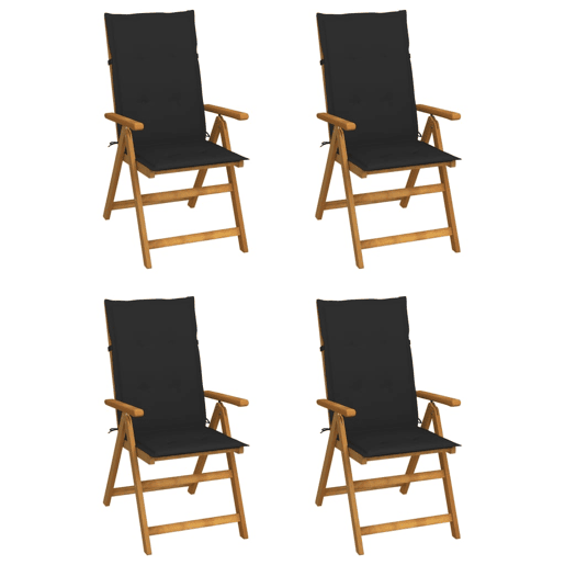 Cadeiras jardim - Cadeiras exterior reclináveis c almofadões 4 pcs acácia maciça