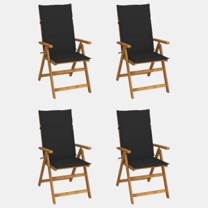 Cadeiras jardim - Cadeiras exterior reclináveis c almofadões 4 pcs acácia maciça