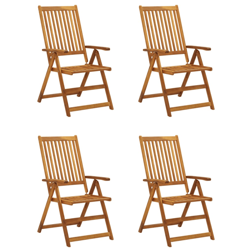 Cadeiras jardim - Cadeiras exterior reclináveis c almofadões 4 pcs acácia maciça