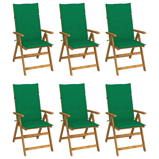 Cadeiras de jardim - Cadeiras de exterior dobráveis c almofadões 6 pcs acácia maciça
