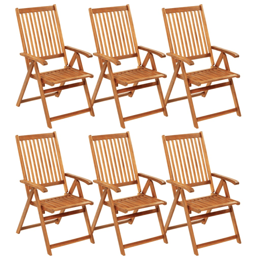Cadeiras de jardim - Cadeiras de exterior dobráveis c almofadões 6 pcs acácia maciça