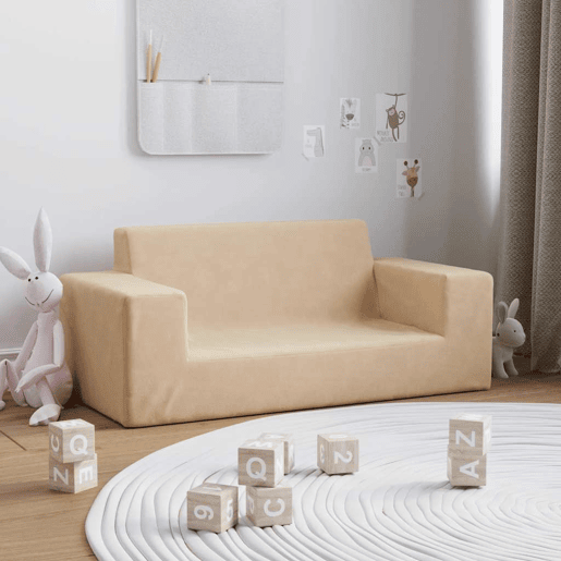 Sofá infantil, Sofá para criança de 2 lugares pelúcia cor creme Sofá infantil, Sofá para criança de 2 lugares pelúcia cor creme