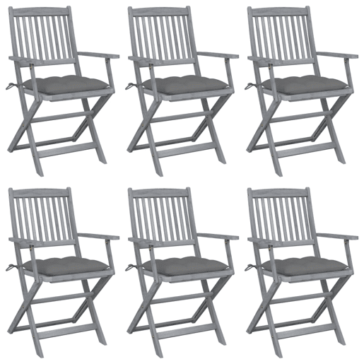 Cadeiras exterior - Cadeiras de jardim dobráveis c almofadões 6 pcs acácia maciça