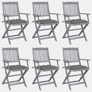 Cadeiras exterior - Cadeiras de jardim dobráveis c almofadões 6 pcs acácia maciça