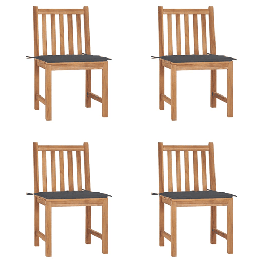 Cadeiras de jardim - Cadeiras de exterior c almofadões 4 pcs madeira de teca maciça