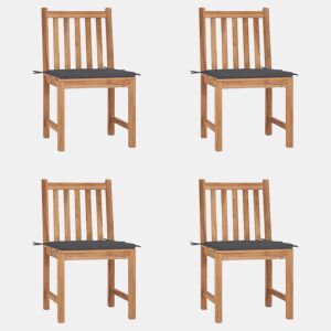 Cadeiras de jardim - Cadeiras de exterior c almofadões 4 pcs madeira de teca maciça