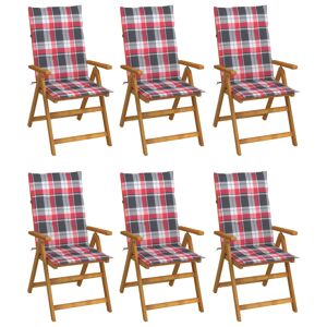 Cadeiras de jardim - Cadeiras de exterior dobráveis c almofadões 6 pcs acácia maciça