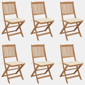 Cadeiras de jardim - Cadeiras de exterior dobráveis c almofadões 6 pcs acácia maciça