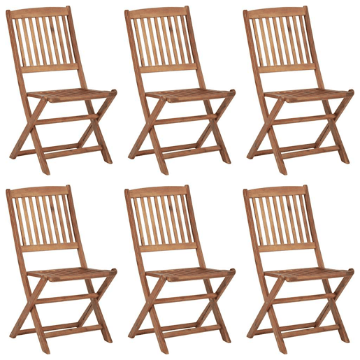 Cadeiras de jardim - Cadeiras de exterior dobráveis c almofadões 6 pcs acácia maciça