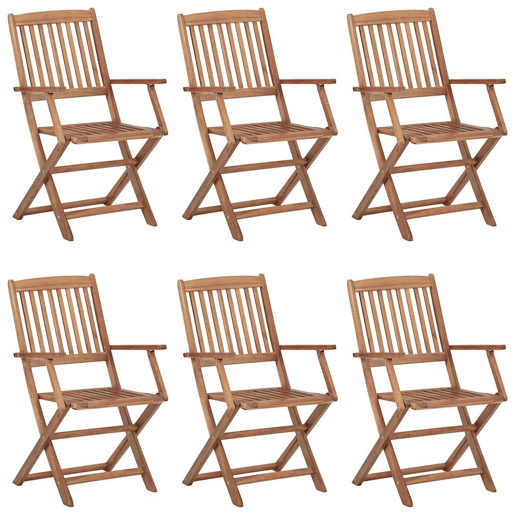 Cadeiras de jardim - Cadeiras de exterior dobráveis c almofadões 6 pcs acácia maciça