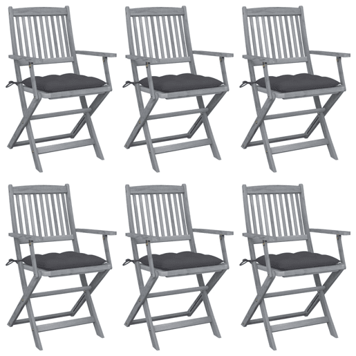 Cadeiras exterior - Cadeiras de jardim dobráveis c almofadões 6 pcs acácia maciça
