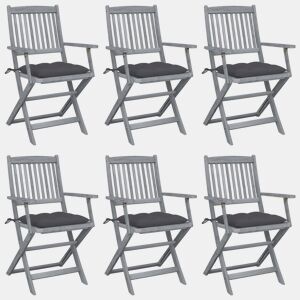 Cadeiras exterior - Cadeiras de jardim dobráveis c almofadões 6 pcs acácia maciça